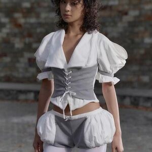 MBMUMPROJECT - White/Grey
Corset Blouse